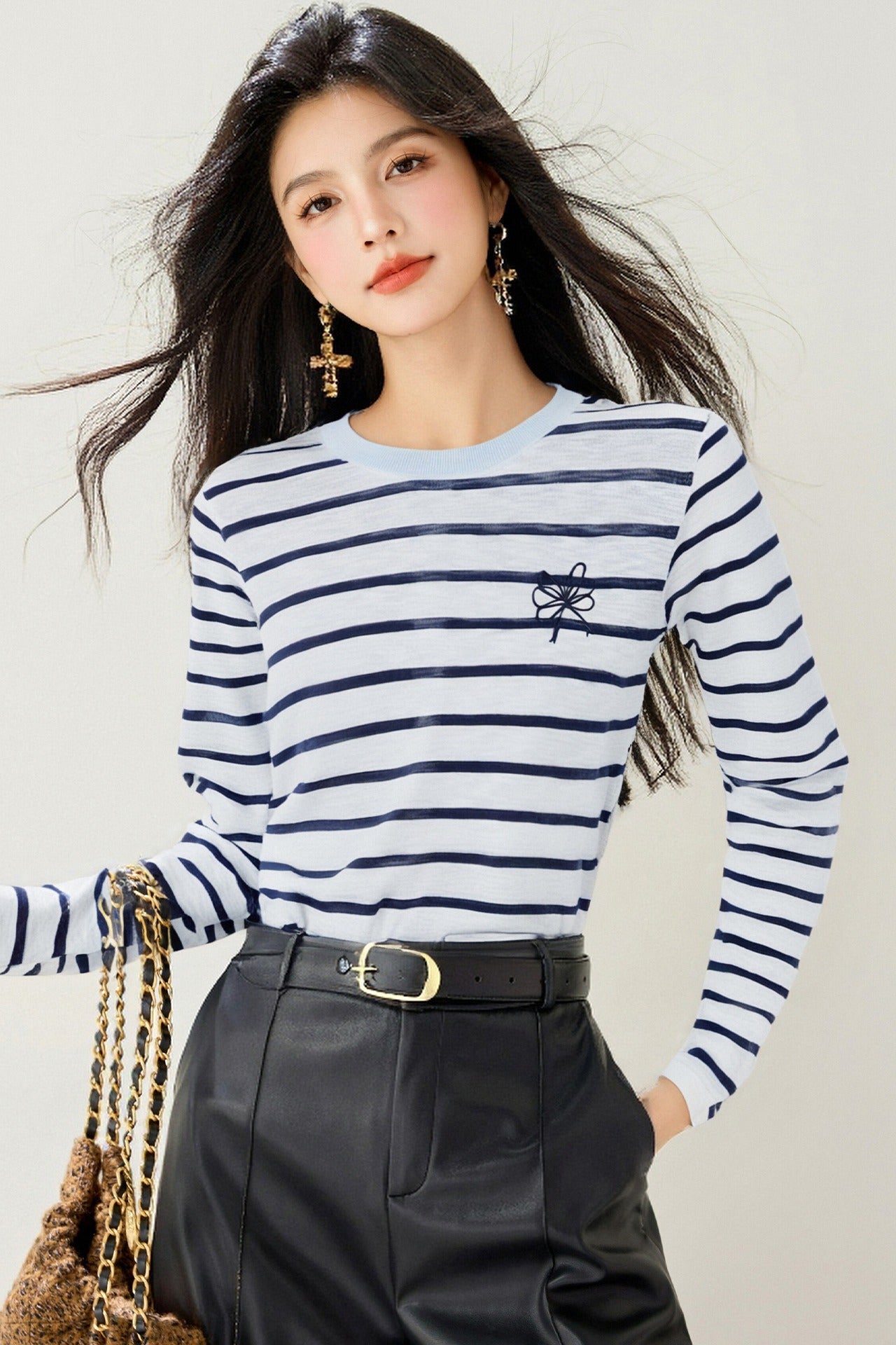 Fashion Style Sleeve Length Long Sleeve Knit Top for Women