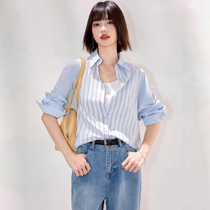 Women's Striped Blazer: Autumn Vintage Blouse