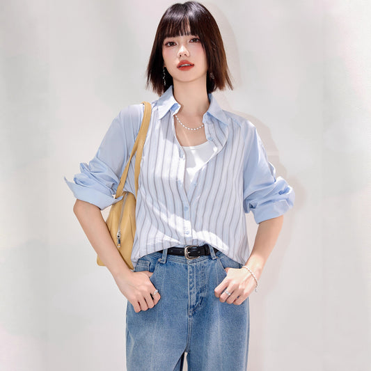 Women's Striped Blazer: Autumn Vintage Blouse