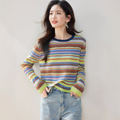 Chic Knit Sweater Women's Round Neck Loose Fit Slimming French Little Black Dress Style Soft Knit Top