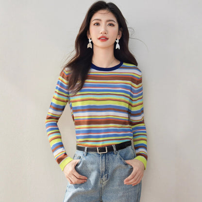 Chic Knit Sweater Women's Round Neck Loose Fit Slimming French Little Black Dress Style Soft Knit Top